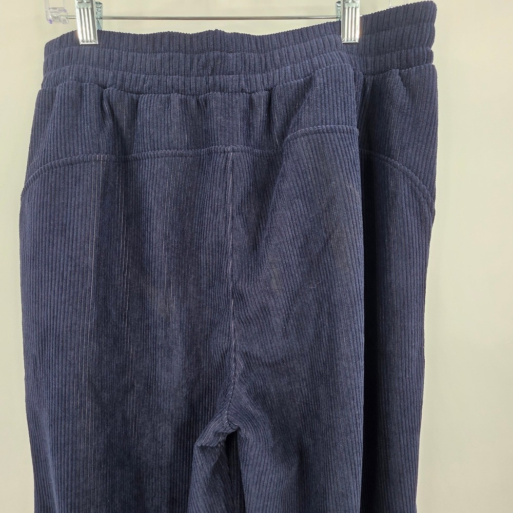 HALARA RIBBED HIGH WAIST WIDE LEG PANTS WOMENS LARGE PETITE BLUE POCKETS COMFORT - Picture 13 of 15